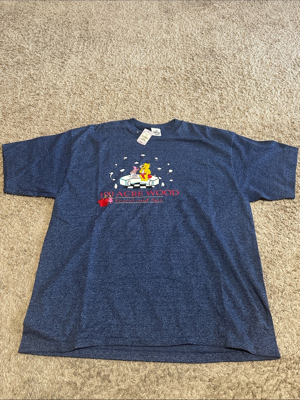 Vintage ‘90s Disney Store Pooh Piglet Navy Blue Embroidered 100 Acre Wood Shirt